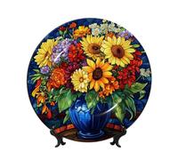 Piatti decorativi in porcellana Bone China, con supporto, in vetro colorato, vaso blu, rotondo, per cucina, sala da pranzo, armadietto del vino, decorazione per la casa, 20 cm