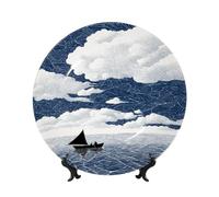 Piatti decorativi in porcellana Bone China con supporto, minimalista, con paesaggio a forma di nuvola, rotondo, per cucina, sala da pranzo, armadietto del vino, decorazione per la casa, 20 cm