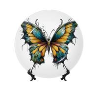Piatti decorativi in porcellana Bone China con supporto, motivo graffiti di una farfalla colorata, per cucina, sala da pranzo, armadietto del vino, decorazione per la casa, 20 cm