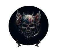 Piatti decorativi in porcellana Bone China con supporto, piatto rotondo da esposizione con ali e fiamme, per cucina, sala da pranzo, armadietto del vino, decorazione per la casa, 20 cm