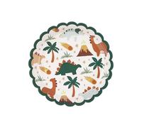 Piatti di carta a forma di dinosauro, 18 cm, set da 6 pezzi, piatti usa e getta, senza plastica, stoviglie per feste di compleanno per bambini, decorazione per feste di bambini, colore bianco colorato