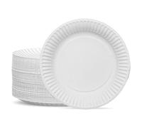 Piatti di carta monouso, diametro 23 cm, ideali per feste, confezione da 100, plastica, bianco, 23CM (9INCH)