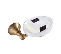 Piatti di sapone con acqua Portasapone da parete in ottone con piatto in ceramica for bagno e cucina ovale 6,5x4,3 pollici(Oval)