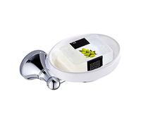 Piatti di sapone con acqua Portasapone e spugna in ottone cromato con piatto in ceramica for bagno e cucina 5,9x4,5 pollici(Oval)