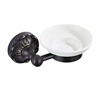 Piatti di sapone con acqua Portasapone in ottone da parete con piatto in ceramica nero