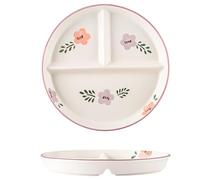 Piatti divisi 8x1 motivo floreale rotondo in ceramica 3 scomparti piatti per bambini e adulti per il controllo delle porzioni a casa, scuola