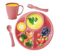 Piatti Divisori | Piatti Divisibili Per Dieta Studentesca | Ciotola Ovale 4 Scomparti Con Forchetta Cucchiaio E Bicchiere Per Frutta Verdura Carne Dolci