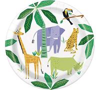 Piatti Ecologici in Carta - 23 cm - Festa a Tema Safari Animale - Confezione da 8