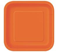 Piatti Ecologici Quadrati di Carta - 18 cm - Colore Arancione - Confezione da 16