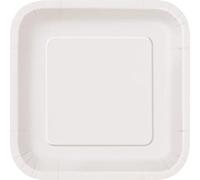 Unique-Piatti Ecologici Quadrati di Carta-18 cm-Colore Bianco-Confezione da 16, White, 31053EU