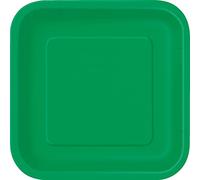 Unique- Piatti Ecologici Quadrati di Carta-18 cm-Colore Verde Smeraldo-Confezione da 16, Emerald Green, pack of 16, 31860EU