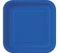 Unique - Piatti di carta ecologici quadrati 31484EU - 23 cm - Blu reale - Confezione da 14