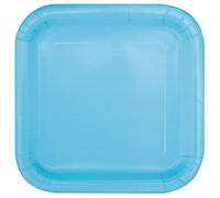 Unique- Piatti Ecologici Quadrati di Carta-23 cm-Colore Celesti-Confezione da 14, Light Blue, Pack of 14, 30901EU