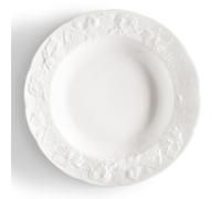 Piatti Fondi set pezzi 6, 6 posti tavola in porcellana con decoro a rilievo cm 22 Collezione Toscana lavabile in lavastoviglie porcellana Di Limoges Bianco Freddo bianco