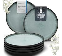 Piatti grandi in gres porcellanato Ibiza vincitore del test, da sogno in gres mediterraneo, elegante set di piatti piani, Pure Living in verde salvia