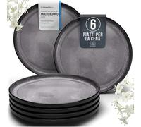 Piatti grandi in gres porcellanato Ibiza, vincitore del test, da sogno in gres mediterraneo, elegante set di piatti piani, Pure Living in grigio