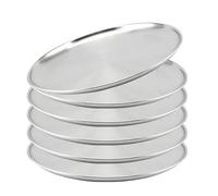 Piatti in Acciaio Inossidabile inox 6 pezzi di dischi da pranzo in acciaio inossidabile, piatti rotondi for spiedini ossa, vassoi bassi, stoviglie for frutta e carne in oro argento(23cm Silver 6Pcs)