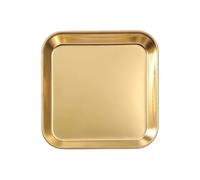 Piatti in acciaio inossidabile, vassoio leggero for cibo da campeggio for barbecue, snack, insalate, antipasti, biscotti alla frutta(Gold,14.5 * 14.5CM_2PCS)