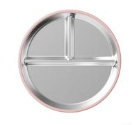 Piatti in acciaio inox per bambini con ventosa in silicone, supportano abitudini alimentari sane e una facile alimentazione autonoma (rosso scuro)