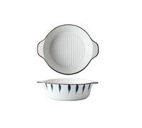 Piatti in ceramica semplici dipinti a mano per uso domestico giapponese personalità creativa colazione zuppa ciotola-grandi orecchie rotonda teglia da forno