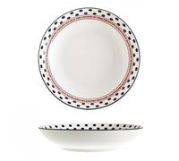 Piatti in Ceramica Smalto Colore Casa Nero A Pois Stoviglie Cena Snack Colazione Dessert Ciotole Nido D'Uccello Insalata Frutta Gelato Zuppe Pasta (Piatto da 7 pollici)
