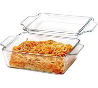 Piatti Lasagne Piccole con Coperchio, 1L Pirofile Rettangolari in Vetro, 17x14,5x6 cm, resistenti al forno, adatte al microonde