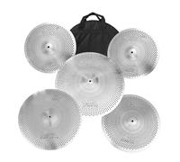 Piatti Per Batteria Musicali Set Di Piatti Quiet 14"High Hats 16"Crash 18"Crash 20"Ride Drum Piatti Per Esercitazioni A Basso Volume Più Una Borsa Per Piatti(H)