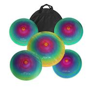 Piatti Per Batteria Musicali Set Di Piatti Quiet 14"High Hats 16"Crash 18"Crash 20"Ride Drum Piatti Per Esercitazioni A Basso Volume Più Una Borsa Per Piatti(F)