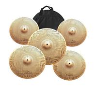 Piatti Per Batteria Musicali Set Di Piatti Quiet 14"High Hats 16"Crash 18"Crash 20"Ride Drum Piatti Per Esercitazioni A Basso Volume Più Una Borsa Per Piatti(C)
