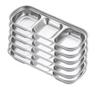 Piatti per salsa in acciaio inox 6 pezzi con 3 scomparti per barbecue e feste