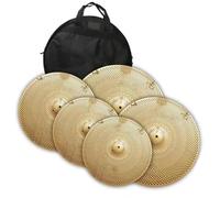 Piatti per Tamburi Set Di Piatti Muti In Lega Dorata Confezione Di Piatti Silenziosi A Basso Volume Da 5 Pezzi Con Borsa Per Piatti Per Set Di Batteria (Color : Bright Golden)