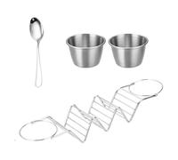 Piatti per vassoio per tacos - Set burrito lavabile in lavastoviglie con cucchiaio per salsa, supporto per guscio per tacos in acciaio inossidabile | Set di servizi per bar a tacos cavo, resistente