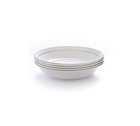 Piatti piani 6 piatti piani classici bianchi in porcellana con bordi neri, per cena, feste, ristorante, piatti da portata rotondi per insalata, pasta, bistecca, pizza (B 20 cm) piatti (A 20,5 cm)