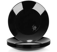 Piatti piani bassi in vetro nero, 25,5 cm, 6 pezzi.