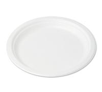 Piatti Piani Bio Tondi Bianchi in Polpa di Cellulosa 26 cm 50 pz - Crown Chef