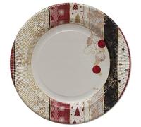 Piatti Piani di Carta a Righe Natale Patchwork 27 cm 8 Pezzi EX.TRA.