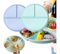 Piatti Piani Divisi,2pcs Piatti Compartimentati,Piatti da Pranzo,Piatto Piano in Plastica,Piatto Dieta,Piatti per Cena Riutilizzabili,Piatti Infrangibili Controllo Porzioni,Piatti Menu Riutilizzabili