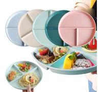 Piatti Piani Divisi,5pcs Piatti Compartimentati,Piatti da Pranzo,Piatto Piano in Plastica,Piatto Dieta,Piatti per Cena Riutilizzabili,Piatti Infrangibili Controllo Porzioni,Piatti Menu Riutilizzabili