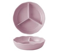 Piatti Piani Divisi, Piatti da Pranzo Ceramica, Piatto in porcellana diviso con divisorio a 3 scomparti, vassoio for snack in ceramica(Purple)
