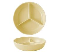 Piatti Piani Divisi, Piatti da Pranzo Ceramica, Piatto in porcellana diviso con divisorio a 3 scomparti, vassoio for snack in ceramica(Yellow)