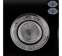 Piatti piani in cristallo da 25,4 cm, in vetro trasparente, per frutta secca, dessert con bordo in pizzo, per ristorante, feste in famiglia, 2 pezzi