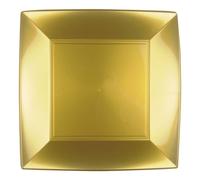 Piatti Piani Nice Oro Quadrati 23x23 cm 12pz GOLDPLAST - Feste Natale