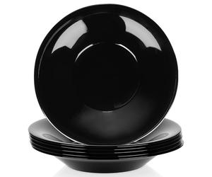 Piatti piani profondi in vetro, neri, 21,5 cm, 400 ml, 6 pezzi.