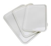 Piatti piani rettangolari, vassoi rettangolari in plastica antiscivolo, antigraffio, vassoi per fast food, riutilizzabili, per ristorante, casa, cucina, bianco, 29,5 x 21,3 cm (32,9 x 24,7 cm)