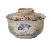Piatti Piatti creativi for la cena, ciotola for ramen in stile giapponese con coperchio, in ceramica for noodle istantanei, zuppa, riso, e porridge, stoviglie da cucina Plates(B)