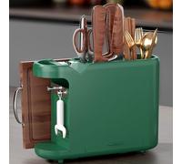 piatti, Portautensili da cucina, tagliere, organizer, vassoio di scarico, coltelli, bacchette, puleggia di ventilazione multicolore in PP(Green)