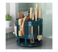 piatti, Portautensili girevole a 360° in acciaio inox, 7 scomparti, piastra di scarico rimovibile, multicolore(Green)