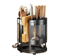 piatti, Portautensili girevole a 360° in acciaio inox, 7 scomparti, piastra di scarico rimovibile, multicolore(Schwarz)