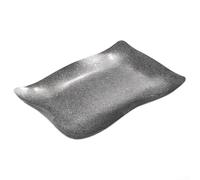 Piatti rettangolari in acciaio inossidabile con motivo ondulato, resistenti alla ruggine, adatti per ristoranti e case da tè (28 x 19 cm, oro)