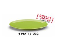 PiattI RotondI da Portata, Torta, o Pizza set 4 pezzi diametro 32x32x h 2cm - in GRES adatto alla lavastoviglie colore verde